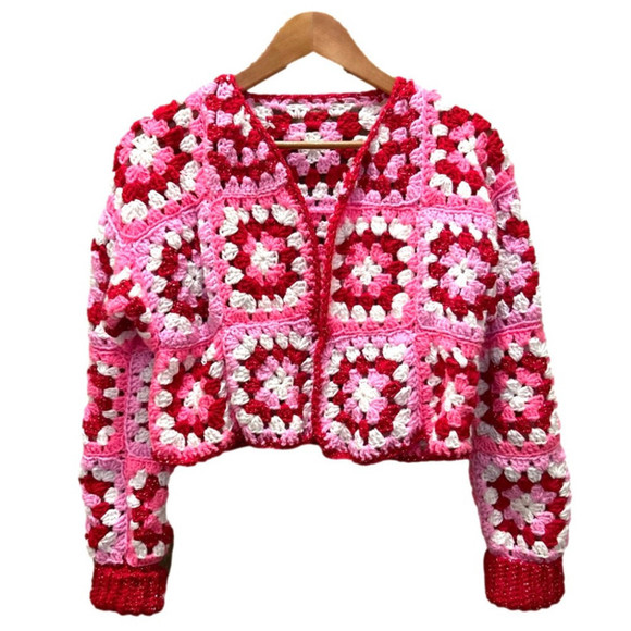 Crochet sweater cardigan O/S - Picture 1 of 5